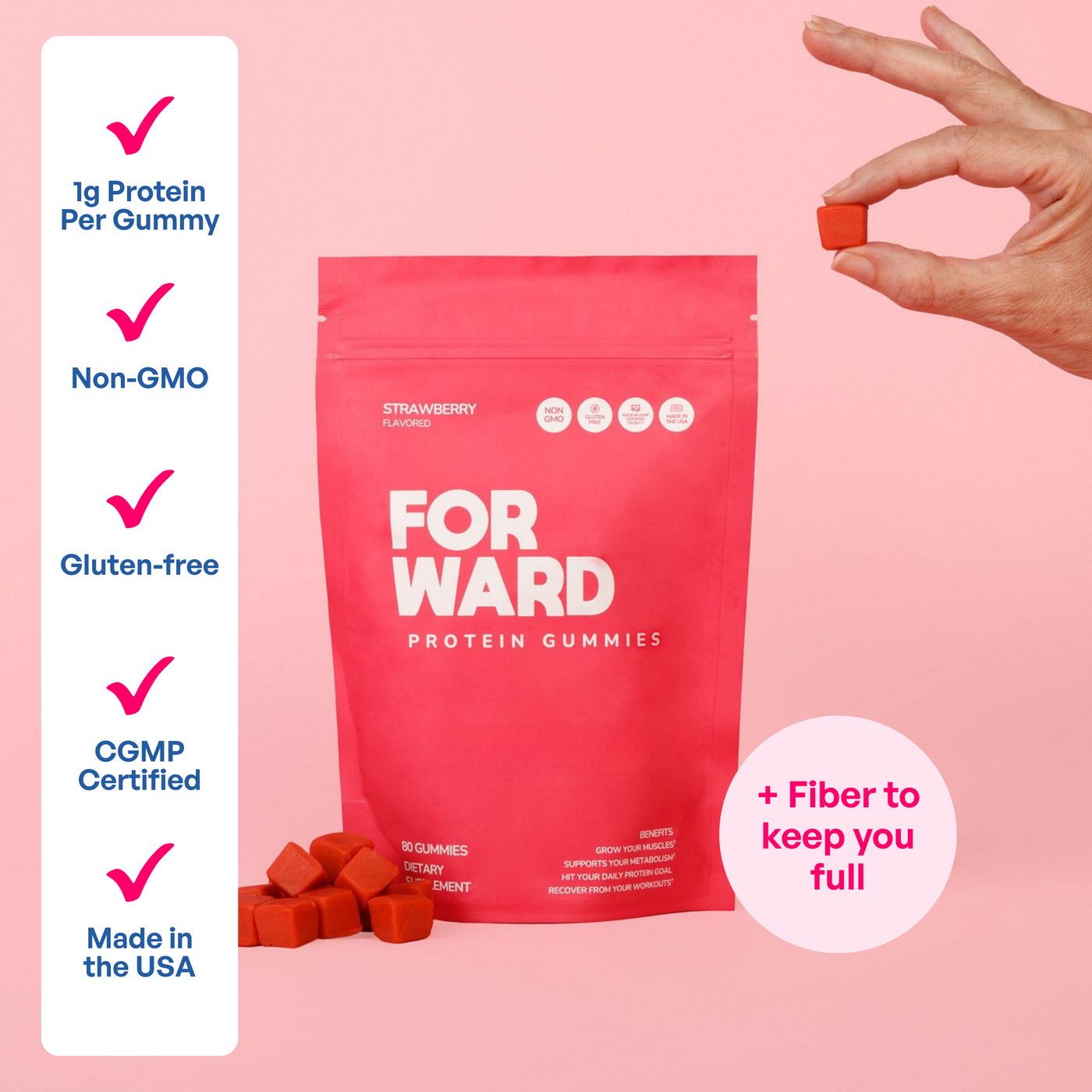 Daily Protein Gummies: Strawberry 80 Count